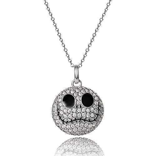 Disney The Nightmare Before Christmas Womens Necklace 18inch Sterling Silver and Cubic Zirconia Jack Pendant Necklace Th