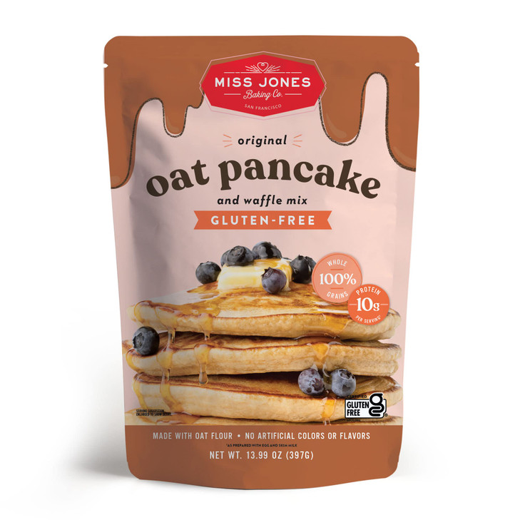 Miss Jones Baking Original Oat Pancake and Waffle Mix Made with Oat Flour Gluten Free 10g of Protein 100 Whole Grains Pa
