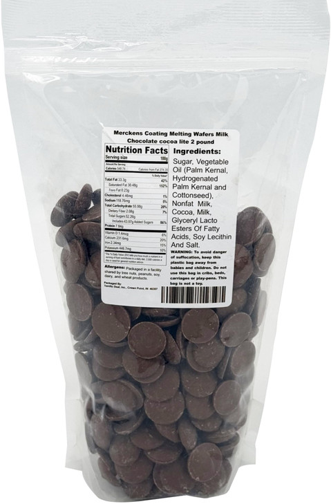 Merckens Coating Melting Wafers Milk Chocolate Cocoa Lite 2 Pound