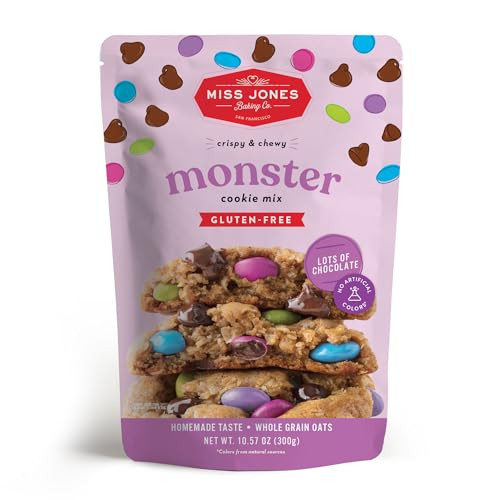 Miss Jones Baking Monster Cookie Mix Certified Gluten Free Made with 100 Oats Easy To Bake Desserts Treats Artificial Co