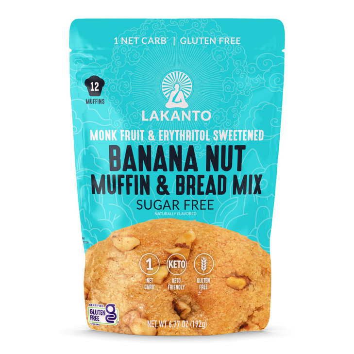 Lakanto Sugar Free Banana Nut Muffin and Bread Mix Sweetened with Monk Fruit Sweetener 2g Net Carbs Gluten Free Naturall