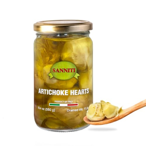 Sanniti Italian Artichoke Hearts in Jar Authentic Italian Flavor Perfect for Appitizers Pasta Salads Dips 194 oz