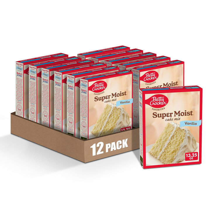 Betty Crocker Favorites Super Moist Vanilla Cake Mix 1325 oz Pack of 12