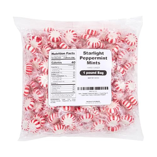 Starlight Peppermint Mints 1 Pound Bag Approx 75 Count Old Fashioned Hard Candy Hard Candy Individually Wrapped for Offi