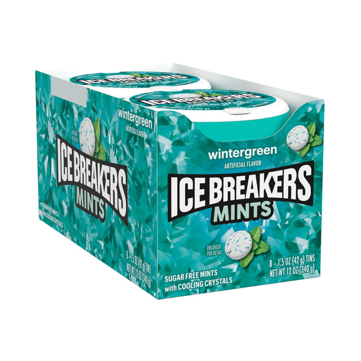 ICE BREAKERS Wintergreen Sugar Free Mints Tins 15 oz 8 Count