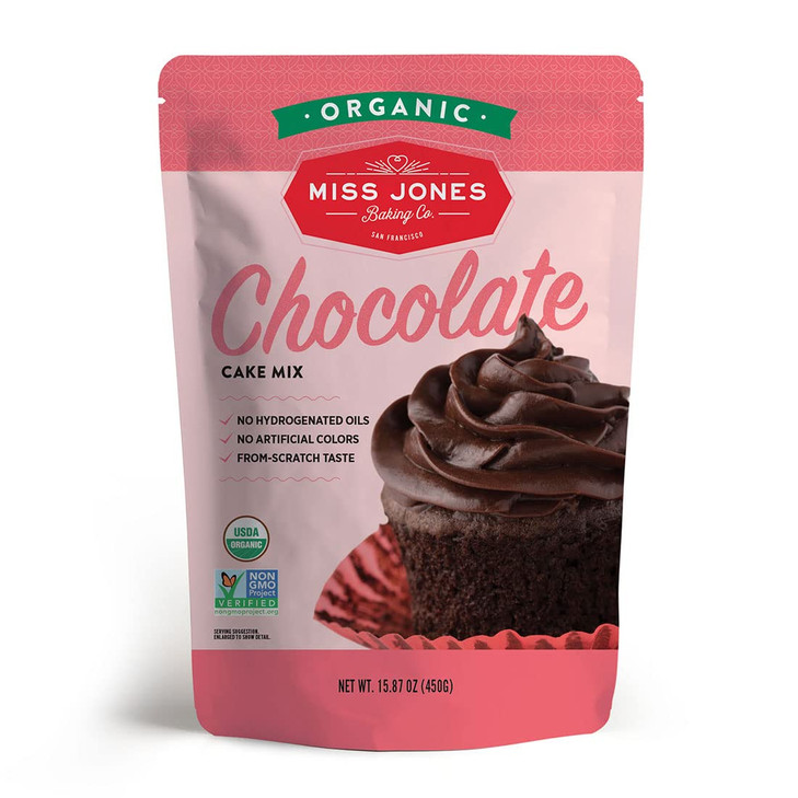Miss Jones Baking Organic Cake and Cupcake Mix NonGMO VeganFriendly Moist and Fluffy Chocolate Pack of 1