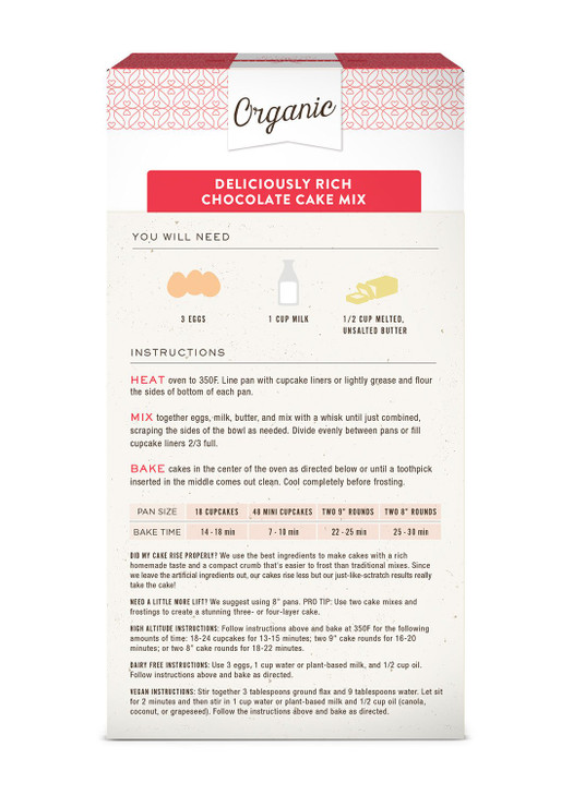 Miss Jones Baking Organic Cake and Cupcake Mix NonGMO VeganFriendly Moist and Fluffy Chocolate Pack of 1