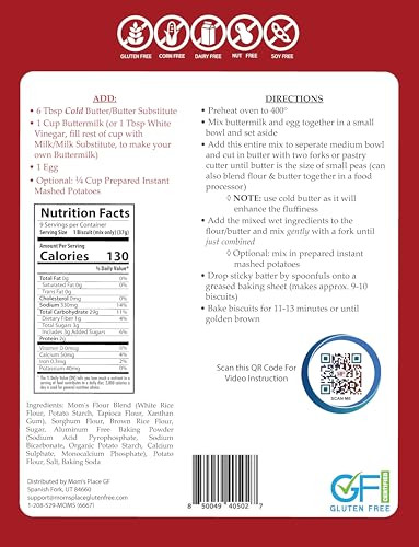 Moms Place GlutenFree Buttermilk Biscuit Mix Dairy Free Easy to Prepare Nut Free Soy Free NonGMO Makes 89 Fluffy Biscuit