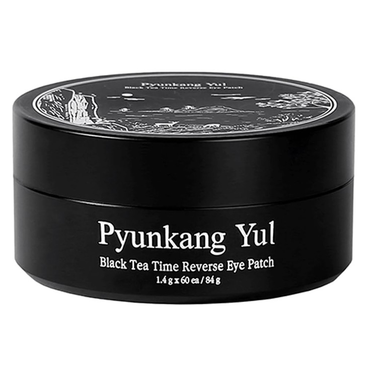 Pyunkang Yul PKY Black Tea Time Reverse Eye Patch for Anti-Aging, Deep Nourishing with Low-Molecular Collagen, Dark Circles & Fine Line Care with Kom