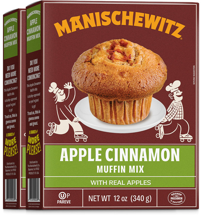Manischewitz Apple Cinnamon Muffin Mix with Real Apples 12oz 2 Pack Kosher including Passover Easy Prep