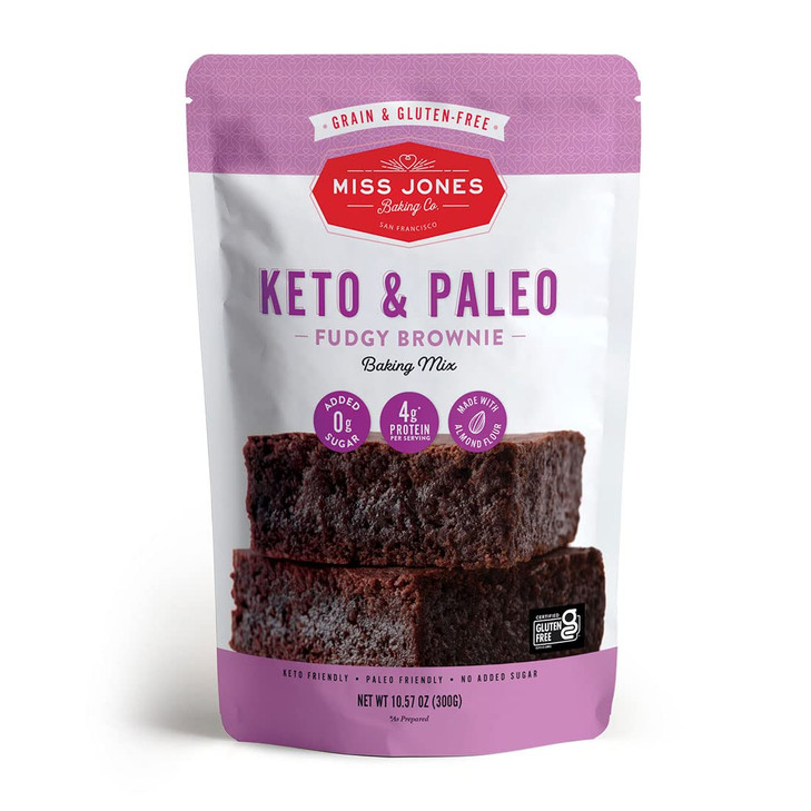 Miss Jones Baking Keto Brownie Mix Gluten Free Low Carb No Sugar Added Naturally Sweetened Desserts Treats Diabetic Atki