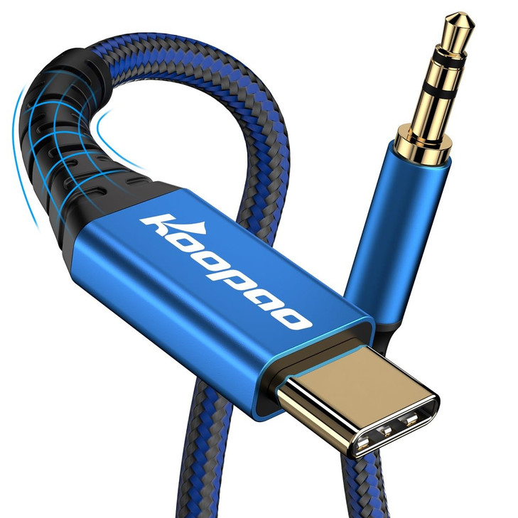KOOPAO USB C to 3.5mm Audio Aux Jack Cable, 2PACK Type C to 3.5mm Headphone Stereo Cord Car Compatible with iPhone 15 Plus/15 Pro Max, Galaxy S23 S22