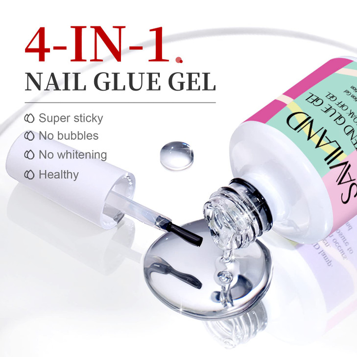 SAVILAND Gel Nail Glue: 15 ML Gel Nail Glue U V Nail Glues Super Strong Nail Glues for Press Ons, Long Lasting Nail Tips Manicure Art Tool Nail Lamp