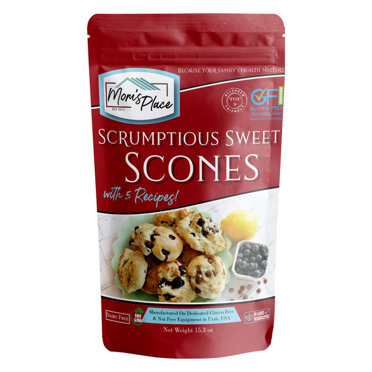 Moms Place GlutenFree Scrumptious Sweet Scone Mix with 5 Recipes Quick Easy NutFree DairyFree SoyFree 8 Servings 153 oz