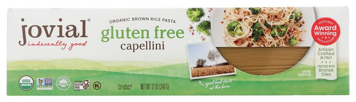 Jovial Whole Grain Brown Rice Capellini Pasta Whole Grain Pasta Organic Gluten Free Dairy Free Brown Rice Pasta Made in