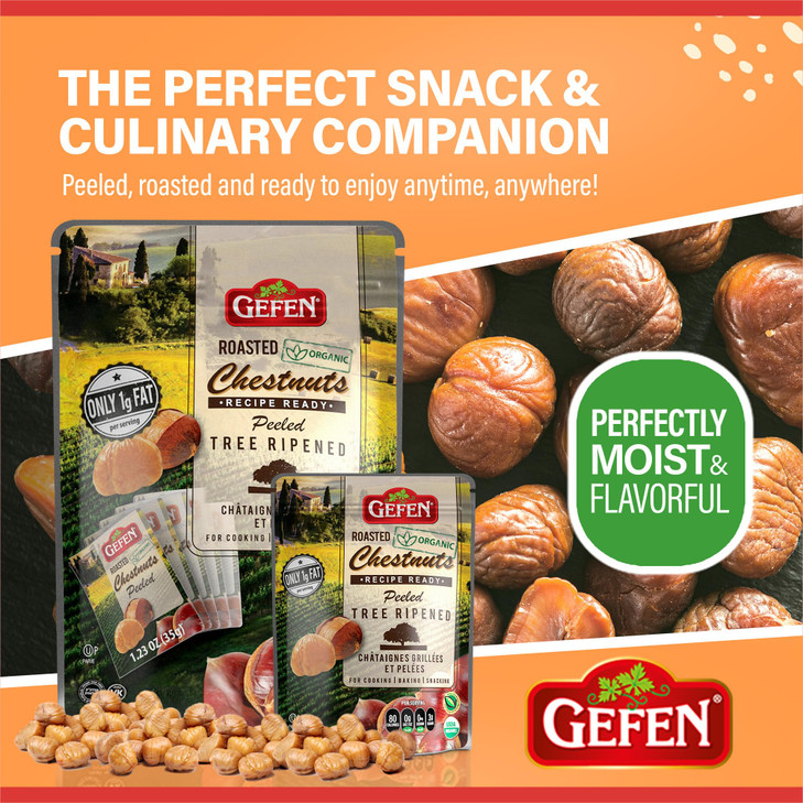 Gefen Organic Whole Roasted Peeled Chestnuts 123oz 15 Pack Perfect Grab n Go Snack Keto Freindly Certified Kosher Includ