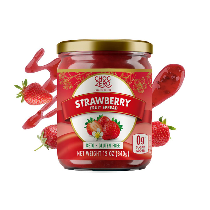 ChocZero Keto Strawberry Fruit Spread No Sugar Added Keto Friendly All Natural Gluten Free Sweetened with Monk Fruit 1 j