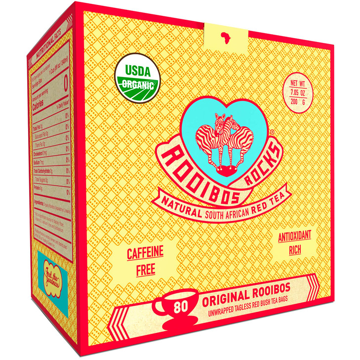 Caffeine Free Organic Rooibos Tea Bags 80 Naturally Sweet Herbal Tea Safe for Kids Pregnant Women Low Tannin Premium Sou