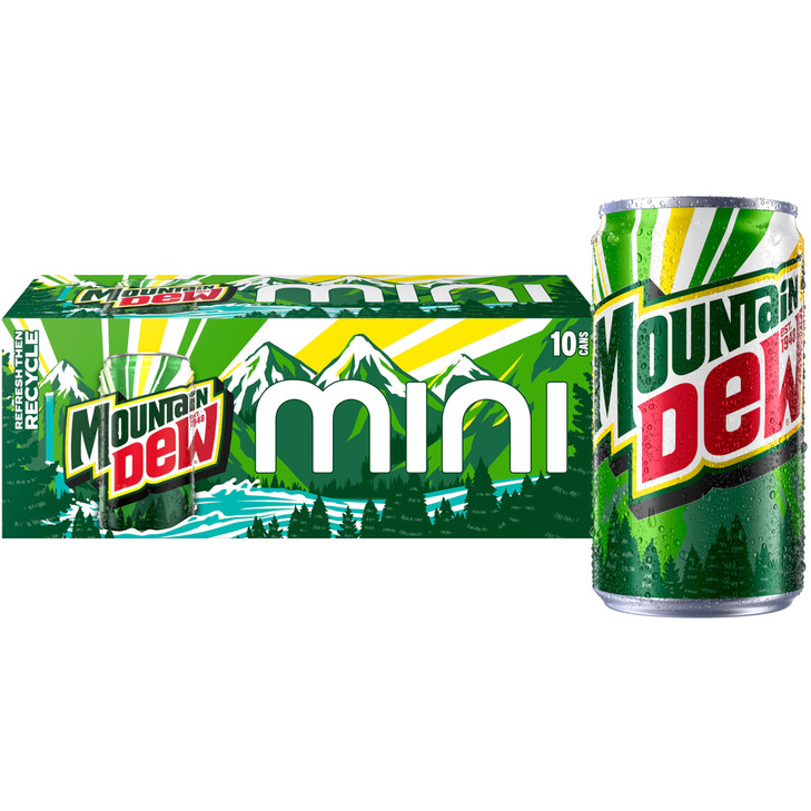Mountain Dew Soda 75 Fl Oz Mini Cans Pack of 10