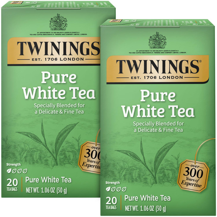 Twinings Pure White Tea Bags Delicate Caffeinated Tea Made from Fresh White Tea Leaves Perfect for Hot or Iced Tea 20 Co