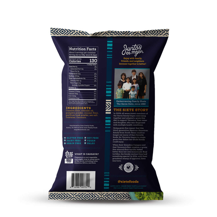 Siete Tortilla Chips Grain free Gluten Free Chips Paleo Vegan Snacks Non GMO Dip Chip 5 Ounce Pack of 1