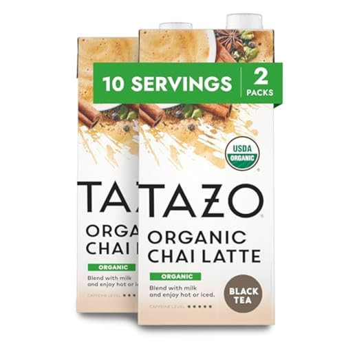 TAZO Organic Chai Latte Concentrate Hot or Iced Black Tea EasytoServe Everyday Lattes and Mocktails 32 oz Carton Pack of