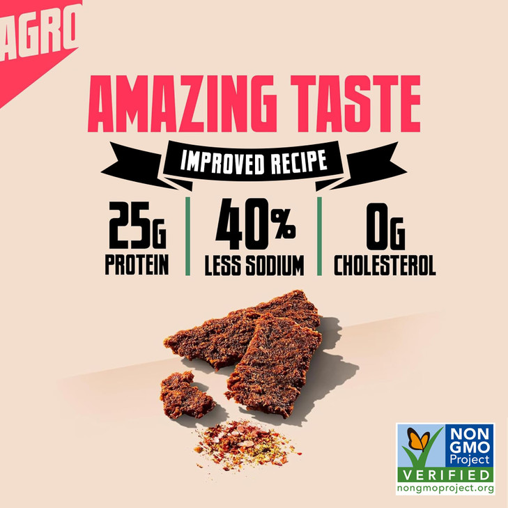 AGRO POWER Vegan Jerky Texas BBQ Flavor Delicious NonGMO Certified Vegetarian Jerky with 25 Grams of PlantBased Protein