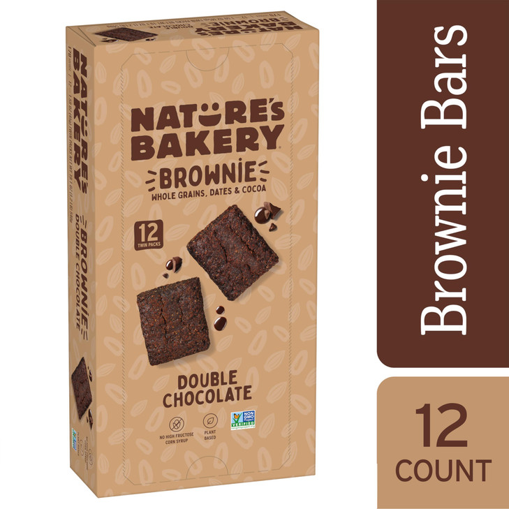 Natures Bakery Double Chocolate Brownie Bars Whole Grains Dates and Cocoa Plant Based DairyFree Snack Bar 1 box with 12
