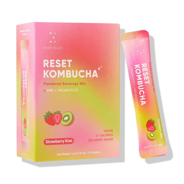 Everydaze Reset Kombucha Tea Powdered Beverage Mix 10 Sticks Prebiotics Probiotics Vegan No Added Sugar Gluten Free Spar