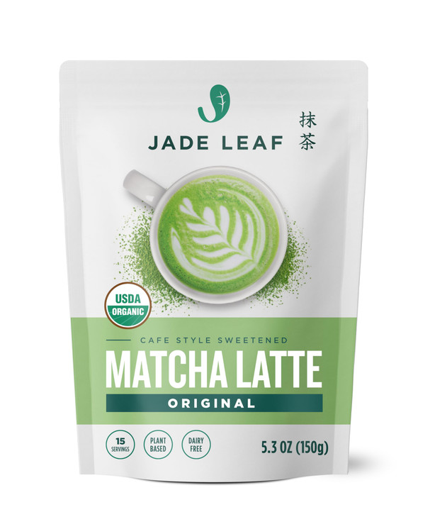 Jade Leaf Matcha Organic Matcha Latte Mix Lightly Sweet Japanese Matcha Green Tea Powder with Organic Cane Sugar for Caf