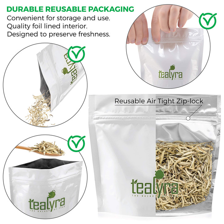 Tealyra Imperial Yunnan Silver Needle White Loose Leaf Tea Top Chinese White Tea Caffeine Level Low 200g 7ounce