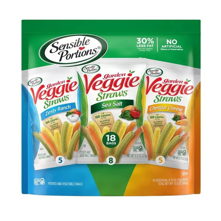 Sensible Portions Garden Veggie Snacks Veggie Straws Variety Pack 18ct Polybag Pack of 1