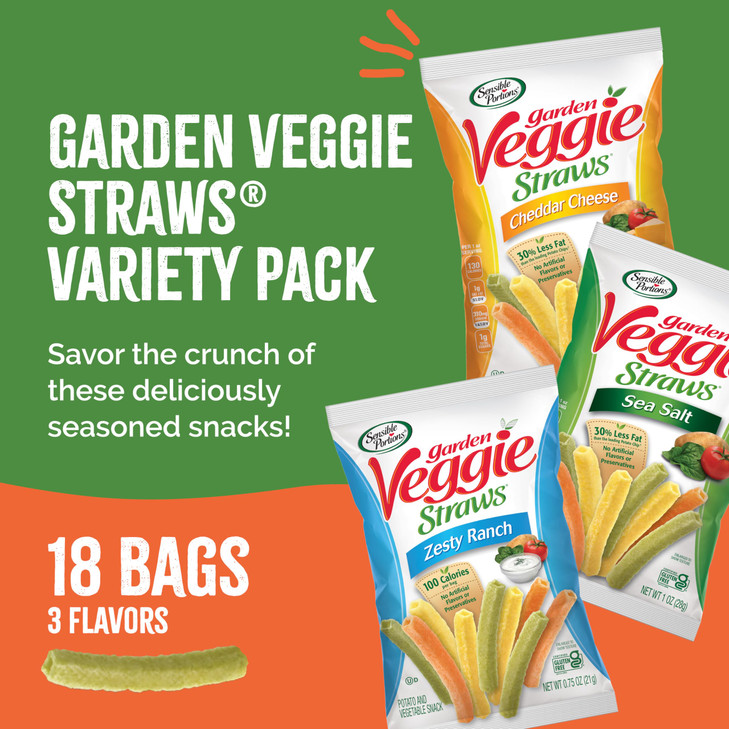Sensible Portions Garden Veggie Snacks Veggie Straws Variety Pack 18ct Polybag Pack of 1