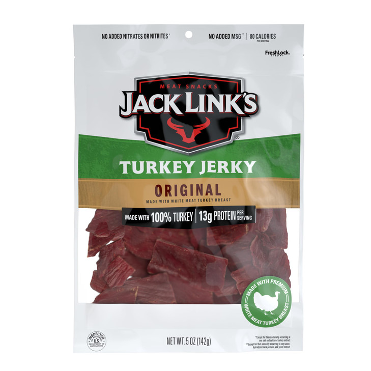 Jack Links Turkey Jerky Original Jerky Bag Flavorful Snack Ready to Eat Protein Snacks with 13g of Protein per Serving M