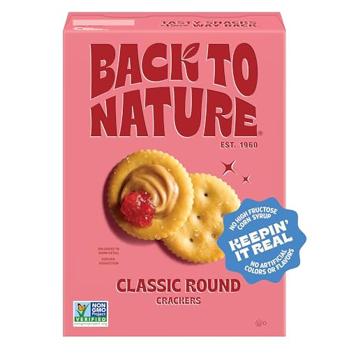 Back to Nature Classic Round Crackers NonGMO Vegan Friendly Snack Cracker Made with Wheat Flour Sea Salt Snack Happy 65