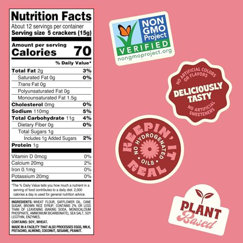 Back to Nature Classic Round Crackers NonGMO Vegan Friendly Snack Cracker Made with Wheat Flour Sea Salt Snack Happy 65