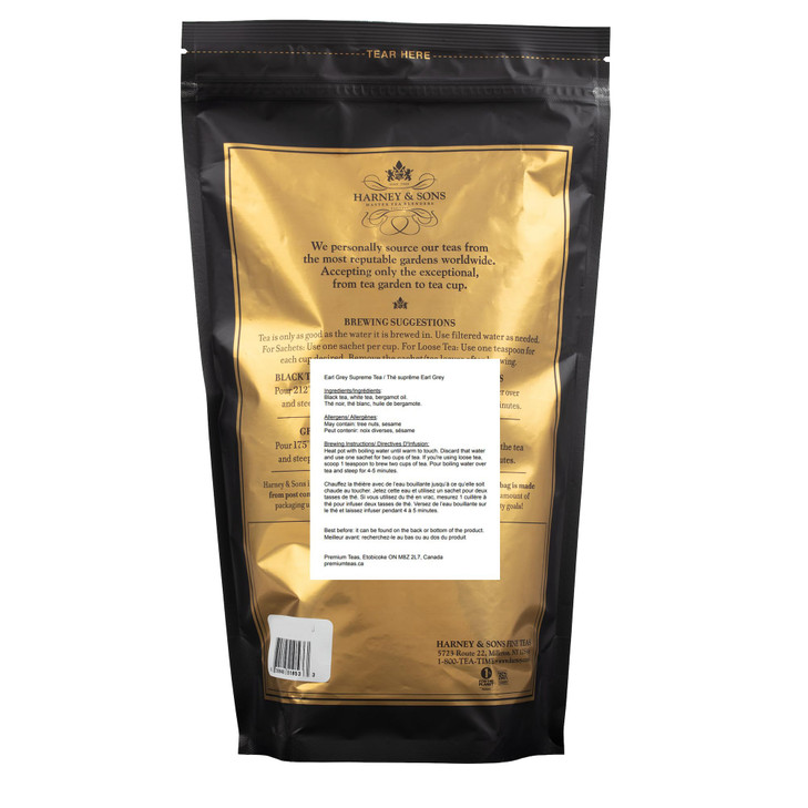 Harney Sons Earl Grey Supreme Tea Lemony FlavorsPresents and Party Favors Bag of 50 Sachets