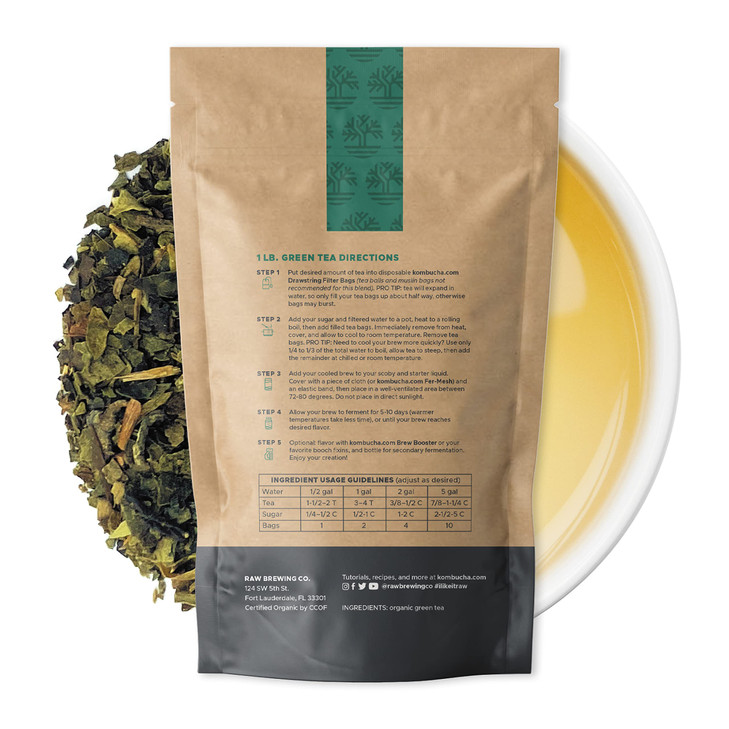 Kombuchacom Certified Organic Loose Leaf Tea Kombucha Brewing Blends Green Tea Blend 8 Ounce Makes up to 25 gallons