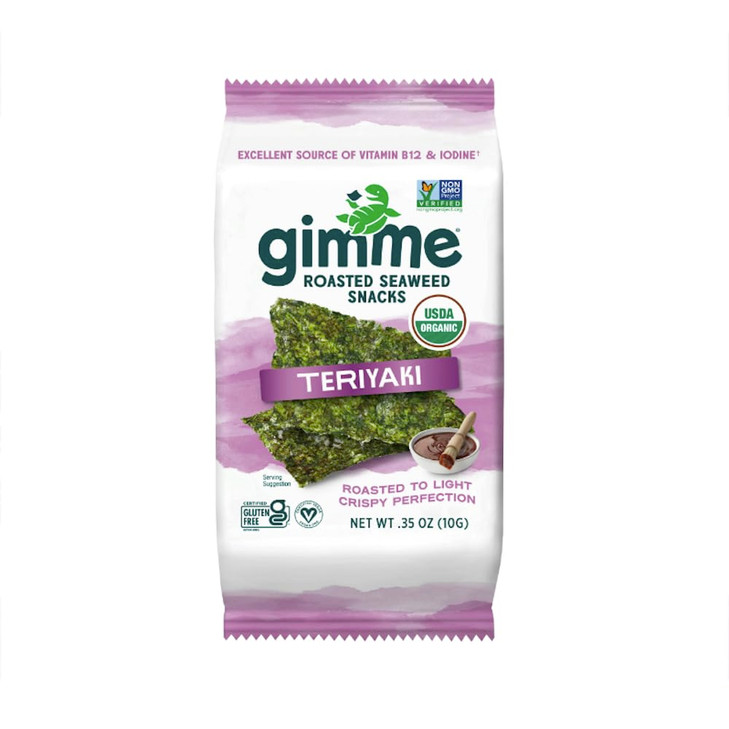 Gimme Seaweed Organic Premium Roasted Seaweed Snacks Teriyaki 10g Sharing Pack Single Keto Vegan GlutenFree Great Source