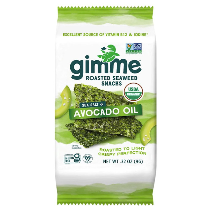 Gimme Seaweed Organic Premium Roasted Seaweed Snacks Sea Salt Avocado Oil 9g Sharing Pack Single Keto Vegan GlutenFree S