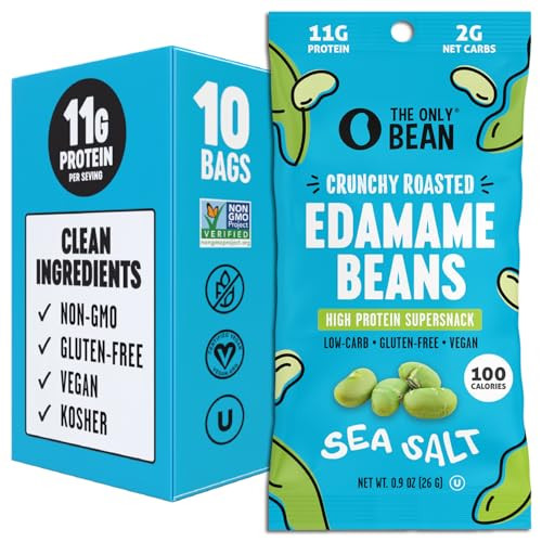 The Only Bean Crunchy Dry Roasted Edamame Snacks Sea Salt Healthy High Protein11g Keto Food Low Carb Gluten Free Office