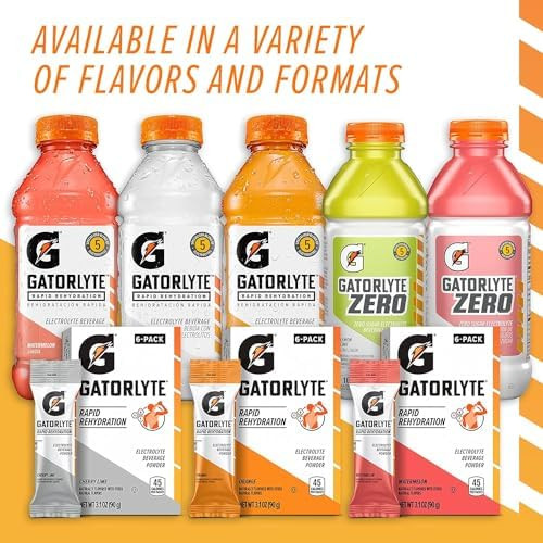 Gatorlyte Rehydration Electrolyte Drink 3 Flavor Variety Pack Specialized Blend of 5 Electrolytes Zero Sugar No Artifici