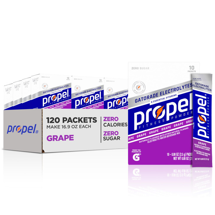 Propel Electrolyte Enhanced Water Drink Mix Powder Packets Grape Zero Calorie Sugar Hydration with Electrolytes and Vita