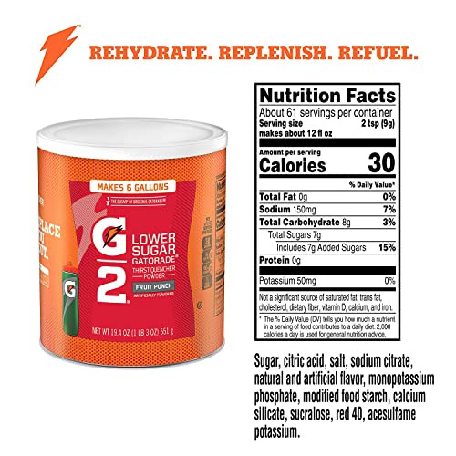 Gatorade Thirst Quencher Powder G2 Fruit Punch 194 Ounce pack of 3