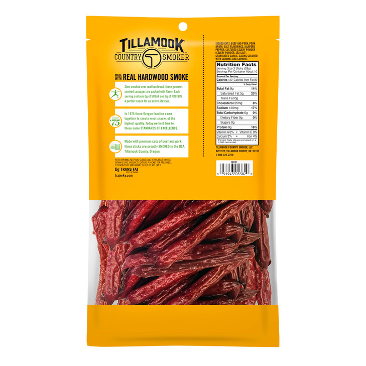 Tillamook Country Smoker Keto Friendly Zero Sugar Smoked Sausages Spicy Jalapeo 10 Ounce