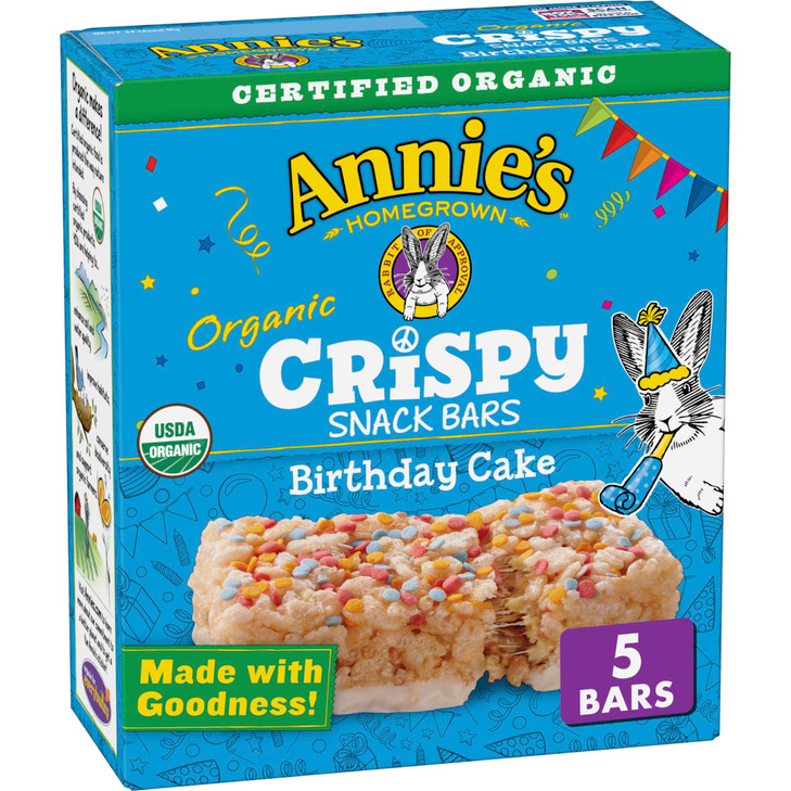 Annies Birthday Cake Crispy Snack Bars Gluten Free 5 Bars 39 oz