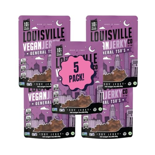 Louisville Vegan Jerky General Tsos PlantBased Soy Jerky Snack Healthy Vegan Snacks Sweet Tangy Flavor Vegetarian VeganF