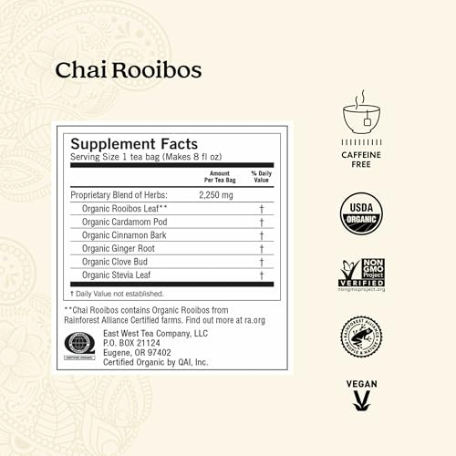 Yogi Tea Chai Rooibos Tea 16 Tea Bags per Pack 4 Packs Spiced Organic Rooibos Tea Provides Antioxidants CaffeineFree Inc