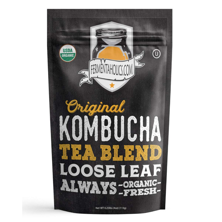 Fermentaholics USDA Certified Organic Kombucha Tea Blend Kosher Certified Organic Black and Green Tea Blend Loose Leaf