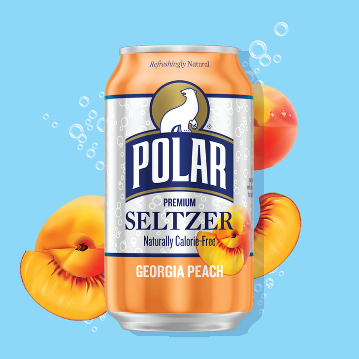 Polar Seltzer Water Georgia Peach 12 fl oz cans 18 pack